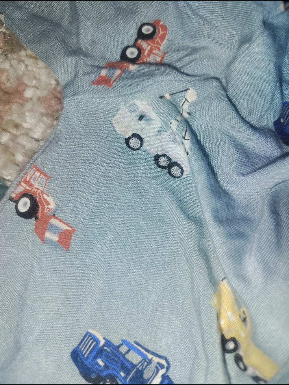 Kyte BABY Light Blue Footed One-Piece Pajamas with Trucks0-3 Month Guc